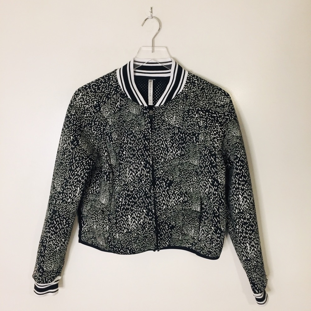 Fabletics Black & White Cropped Mesh Jacket. M - image 3